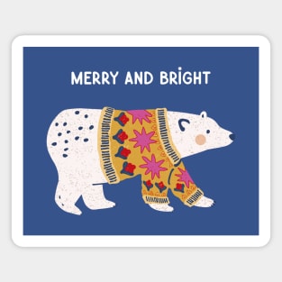 Merry Polar Bear in a Bright, Festive Sweater Magnet